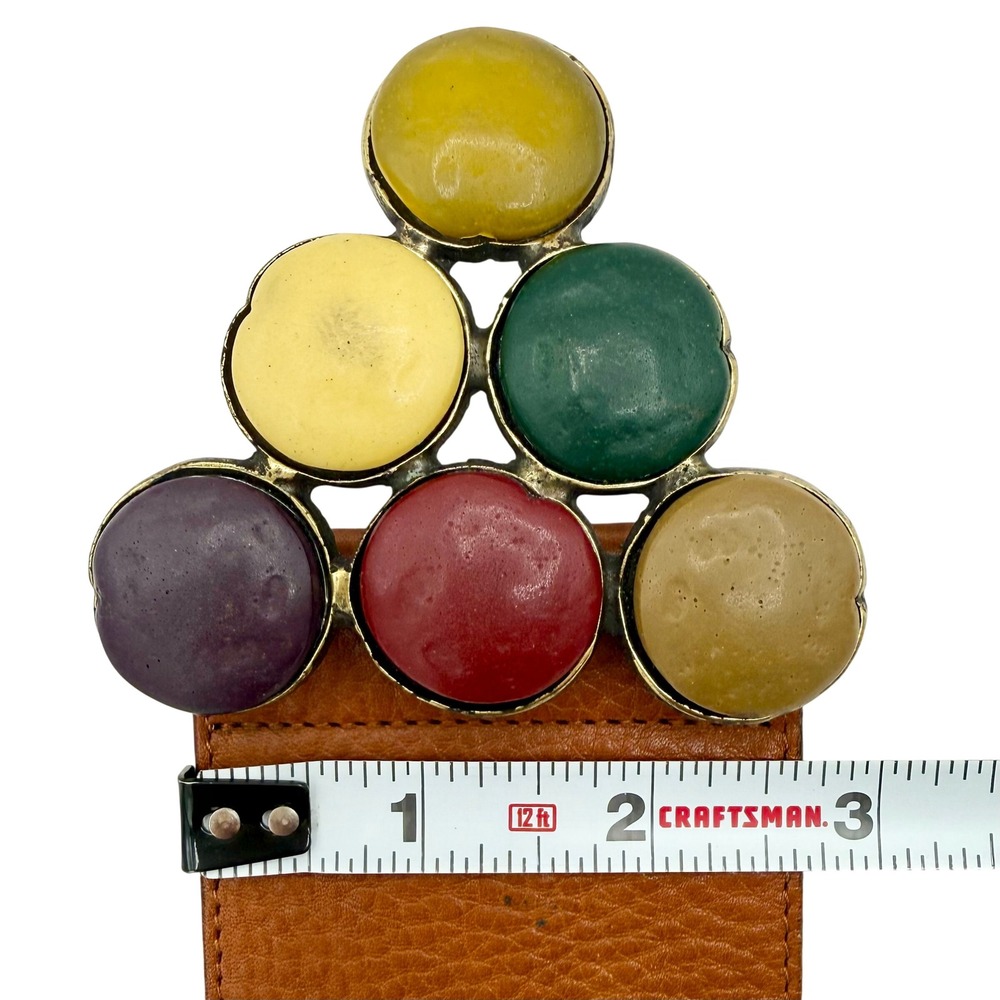 Unbranded Leather Belt Womens Brown Multi Color Cabochon Buckle Italy - Picture 9 of 9